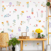 HJKlove boho watercolor flower wall decal close-up with vibrant blooms for a quick room refresh