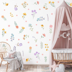 HJKlove removable vinyl flower decals on a girls' bedroom wall for easy updates