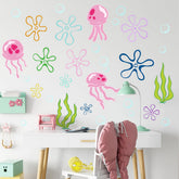 HJKlove Under The Sea jellyfish bubbles wall decal adds calming ocean vibes to any room.