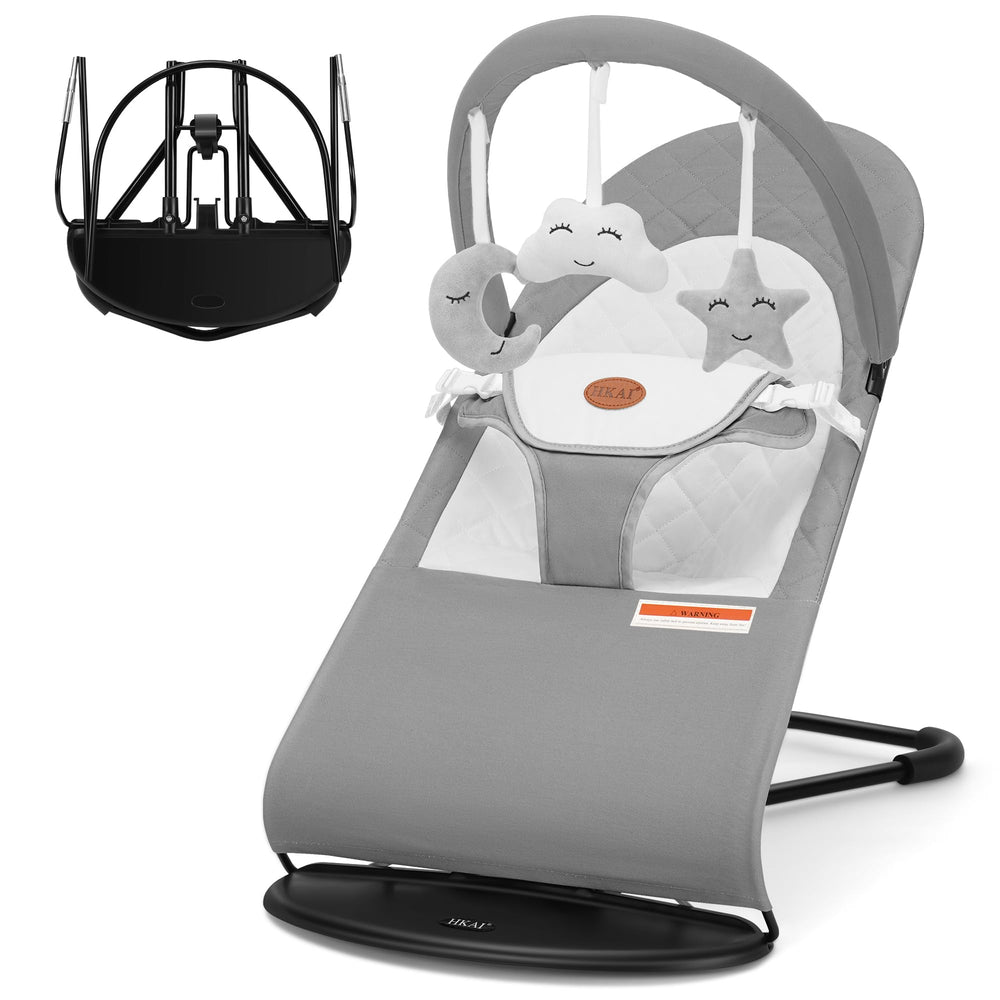 HKAI Baby Bouncer soft cotton close-up showing breathable fabric for comfy, ergonomic newborn support