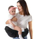 HKAI baby carrier hip seat closeup shows ergonomic seat for comfortable baby positioning.