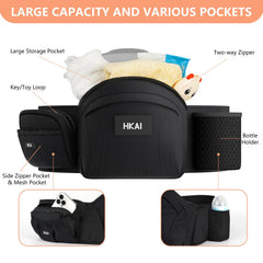 HKAI baby carrier hip seat newborn position demonstrates snug support for tiny riders.
