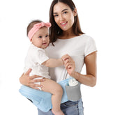 HKAI baby hip carrier front view shows ergonomic support for hands-free use
