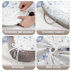 HKAI Baby Lounger lightweight with built-in handles for easy room-to-room transport.