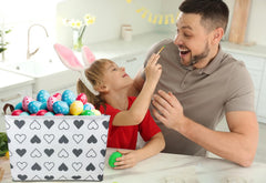 HKEC rectangle black heart basket with handles for easy transport