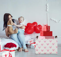 HKEC Rectangle Pink Valentine basket folded-flat design saves space