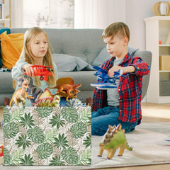 HKEC golden Monstera pattern basket adds cute decor while organizing toys and books.