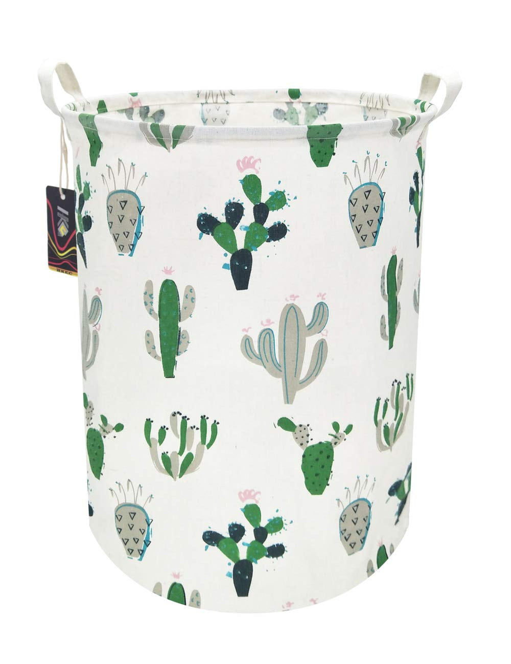 HKEC Green Cactus Laundry Basket folded saves space in small rooms.