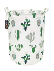 HKEC Green Cactus Laundry Basket folded saves space in small rooms.