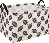 HKEC Rectangle Rugby Storage Basket with Handles for easy toy organization.
