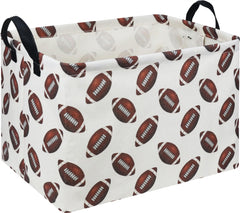 HKEC Rectangle Rugby Storage Basket with Handles for easy toy organization.
