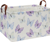 HKEC rectangle storage basket top view with blue-purple butterfly motif, ideal for toy organization