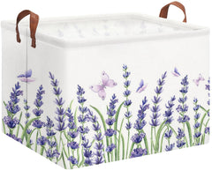 HKEC Rectangle Storage Basket with Handles in lavender, ideal for toy organization.