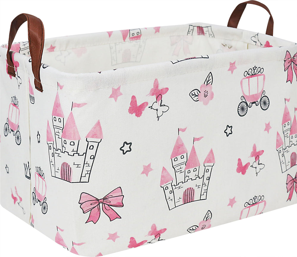HKEC Rectangle Storage Basket with Handles shows easy portability for toys and books.