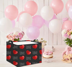 HKEC red heart pattern basket ideal for nurseries and toys.