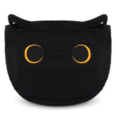 Hkojewp cute black cat round basket close-up of cotton rope weave for nursery storage.