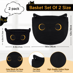 Hkojewp storage basket featuring cat embroidery detail for nursery charm