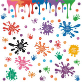 HLNIUC colorful ink-splashes wall sticker 31-piece set brightens a kid's room