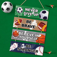 HLNIUC soccer wood sign creates athletic wall art for teens.