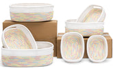 HLWDFLZ 7-piece cotton rope baskets arranged for nursery organization and toy storage.
