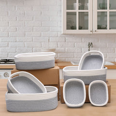 HLWDFLZ 7-piece basket set with varied sizes for versatile storage.