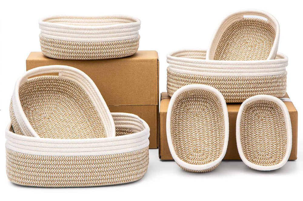 HLWDFLZ 7-piece basket set flat-pack design for quick setup and space-saving storage.