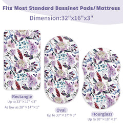 HNHUAMING purple-wisteria floral pattern on bassinet sheet enhances nursery decor.