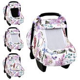 HNHUAMING car seat cover with purple floral pattern offers cozy newborn protection.