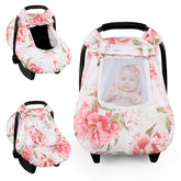 HNHUAMING car seat cover with ultra-soft fabric keeps newborn comfortable on the go.
