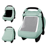 HNHUAMING car seat cover in breathable muslin protects baby from sun and heat.