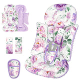 HNHUAMING infant car seat insert with purple floral pattern provides soft head support during travel.