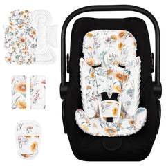 HNHUAMING infant seat insert daisy flower closeup with soft minky texture for gentle soothing