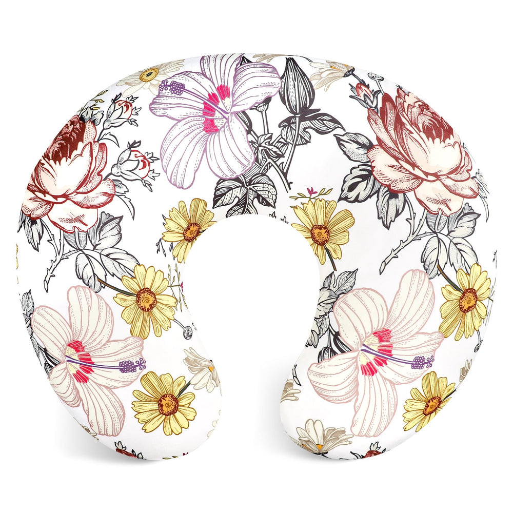 HNHUAMING floral nursing pillow cover closeup showing soft breathable fabric for baby comfort