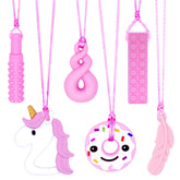 Hoaisun chew necklace donut shape helps calm focus during classroom activities.