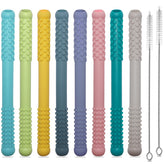 Hoaisun teething sticks 8-pack in soft colors soothe babies during teething.