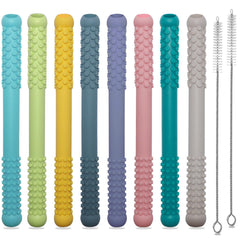 Hoaisun teething sticks 8-pack in soft colors soothe babies during teething.