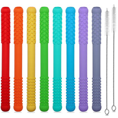 Hoaisun teething straws 8-pack colorful collection for gentle teething relief