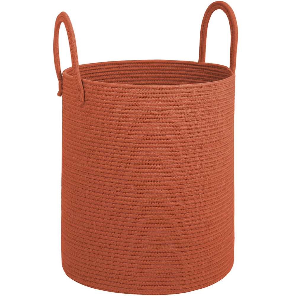 HOBASKET cotton rope laundry basket brick red XXL 100L for large laundry storage