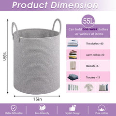 HOBASKET cotton rope storage basket in nursery keeps blankets tidy.