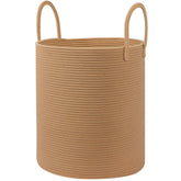 HOBASKET large cotton rope storage basket front view highlights natural beige tone for versatile living room decor