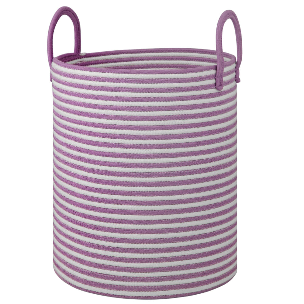HOBASKET large laundry basket white-purple with handles for easy transport.