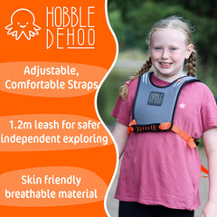 Hobble De Hoo Active XL detachable leash attached for flexible supervision in crowds.