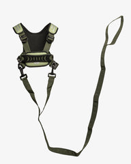 Hobble De Hoo harness green back view shows sturdy design for everyday use.