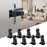 Hoconnie child proof door lever lock in black installed on a door, safeguarding curious hands.