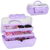 Hoemastot 3-layer storage box purple top view showing compact organization for daily accessories