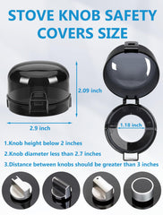 HOIGRBOM knob covers lifted to adjust flame for one-handed control.