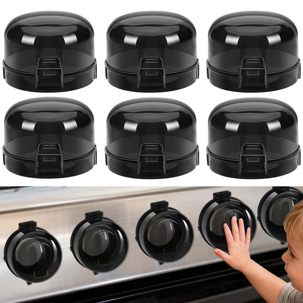 HOIGRBOM stove knob covers on stove show quick child safety.
