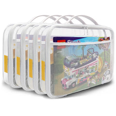 Holay PVC zippered blocks set front view shows organized, transparent storage for easy toy access.