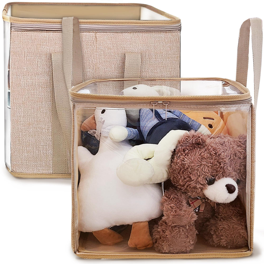 Holay storage bins with transparent lid for quick item identification and tidy living rooms.