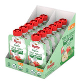 Holle Power Parrot puree pouch showing pear, apple and spinach for early weaning